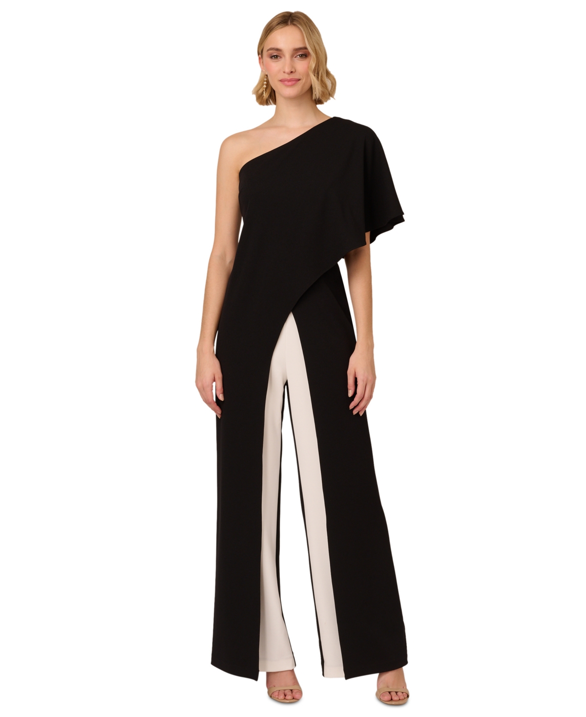 Women's Colorblocked Overlay Jumpsuit - Black Ivory