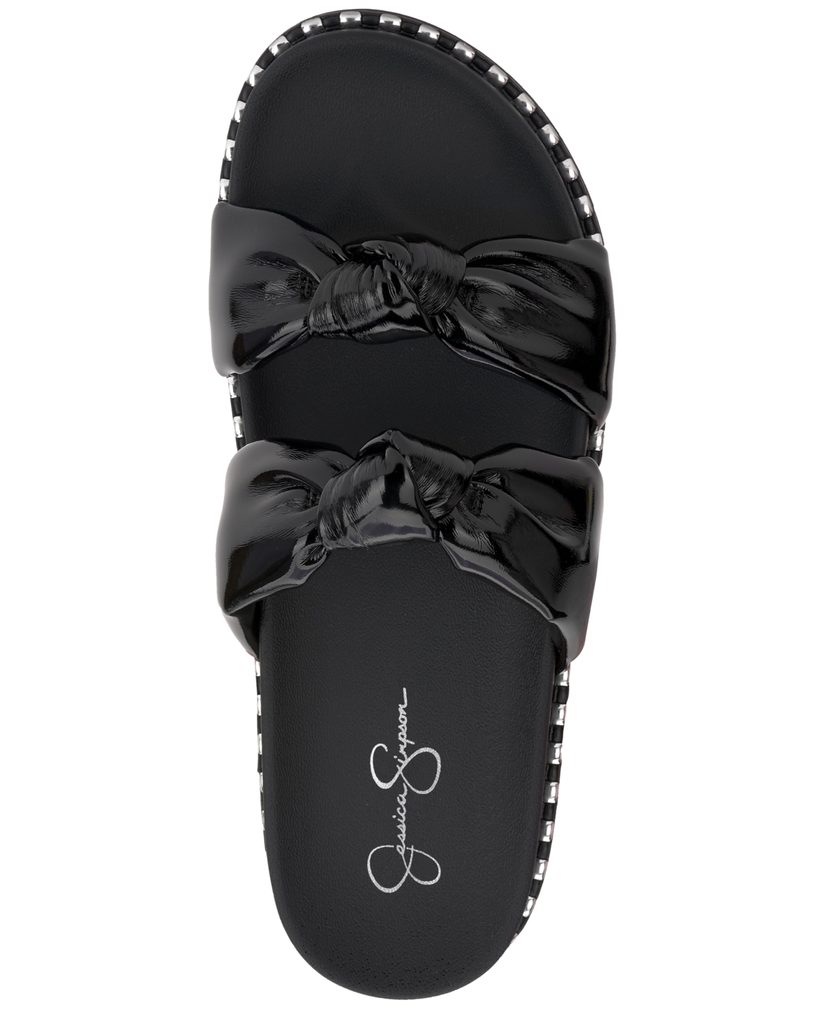 Jessica Simpson Caralyna Platform Slide Sandal In Black Crinkle Patent