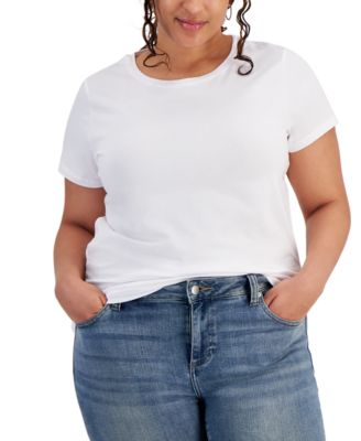 Plus Size Basic Crewneck Short-Sleeve T-Shirt
