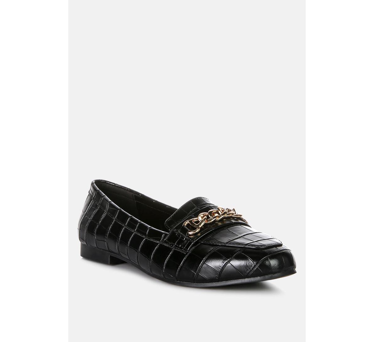 London Rag bro zone croc metal chain loafers