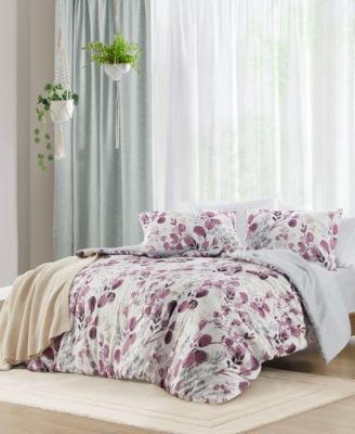Gabby Reversible Floral Botanical Seersucker 3-Pc. Comforter Set, Full/Queen