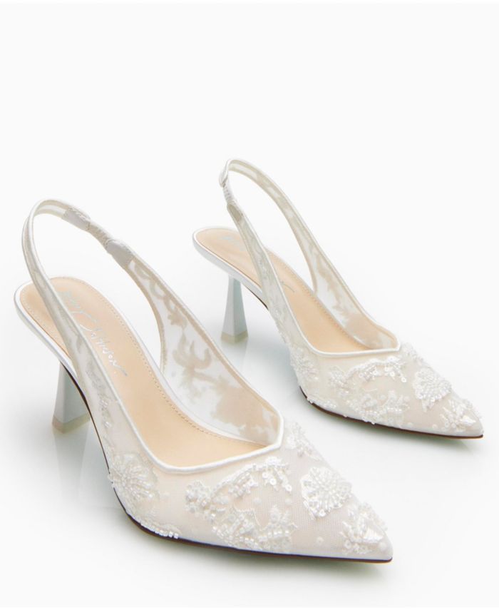 Betsey Johnson Womens Nikki Embroidered Slingback Evening Pumps