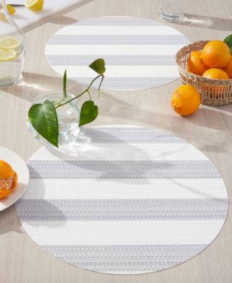 Basics Cabana Stripe Indoor/Outdoor Placemats 4-Pack Set, Reversible, 15" Round