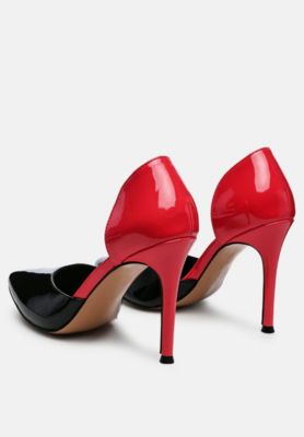 Womens Candy Cane Patent Faux Leather High Heel Pumps