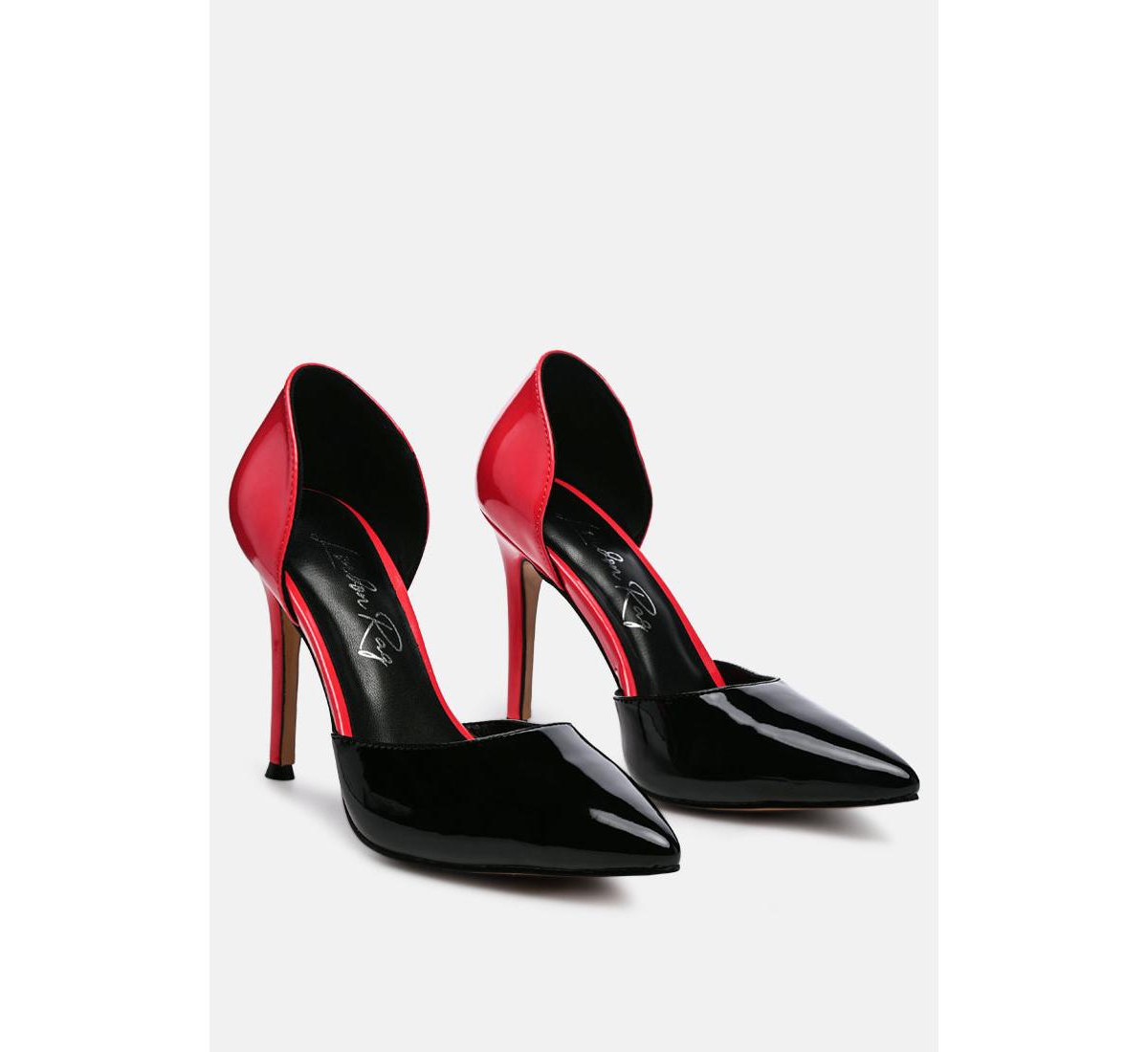 London Rag Candy Cane Patent Faux Leather High Heel Pumps -fuchsia