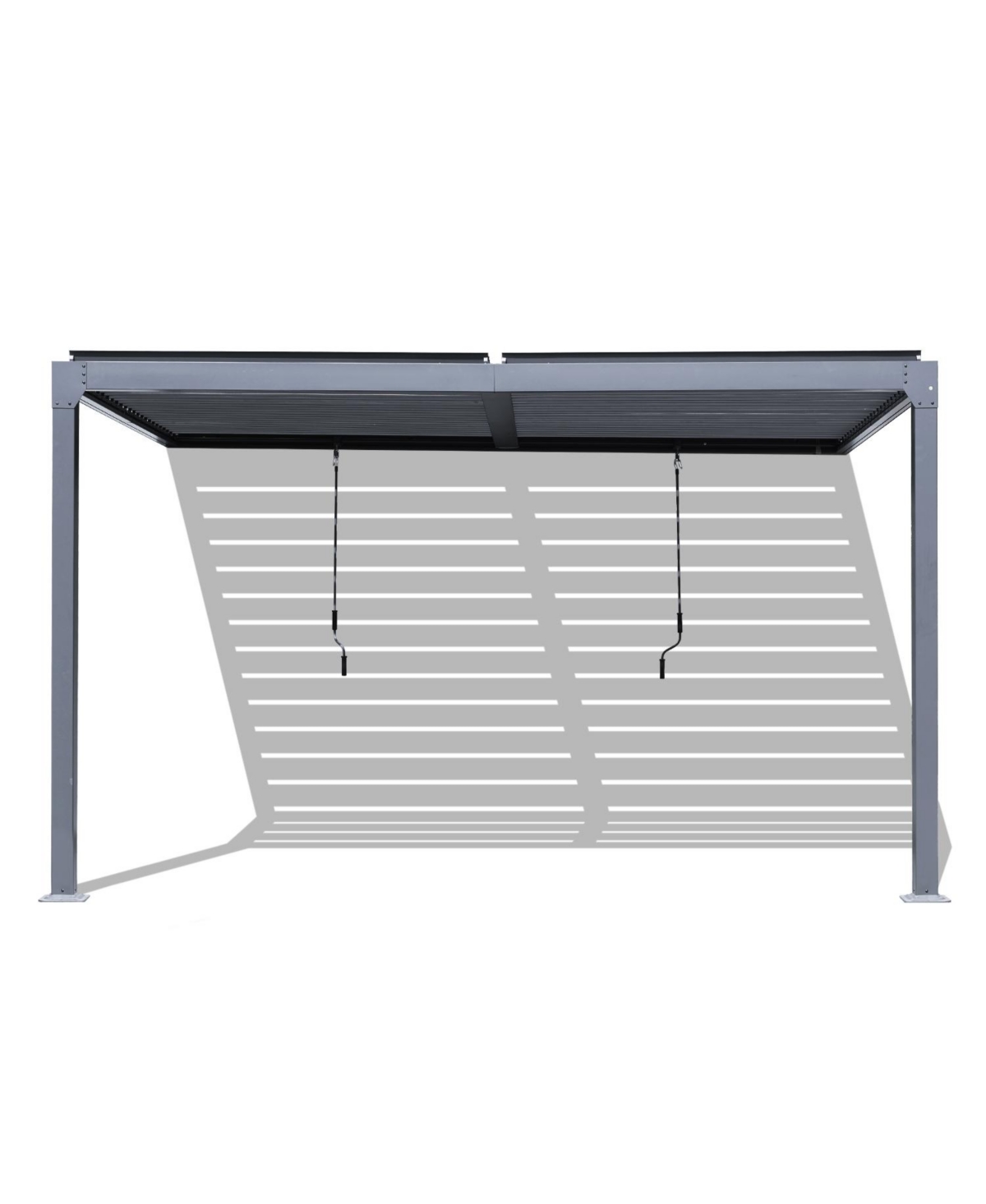 153.9''x114.5''x92.5''. D Outdoor Louvered Pergola Adjustable Louvered Sloping Roof Wall-Mounted Pergola - Black