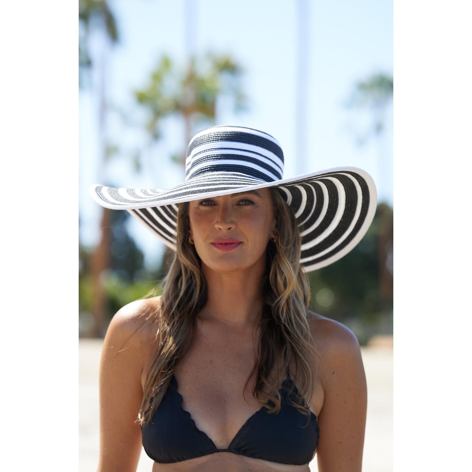 Drew Extra Wide Brim Striped Hat