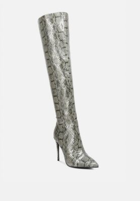 Women's Catalina Snake Print Stiletto Knee Boots