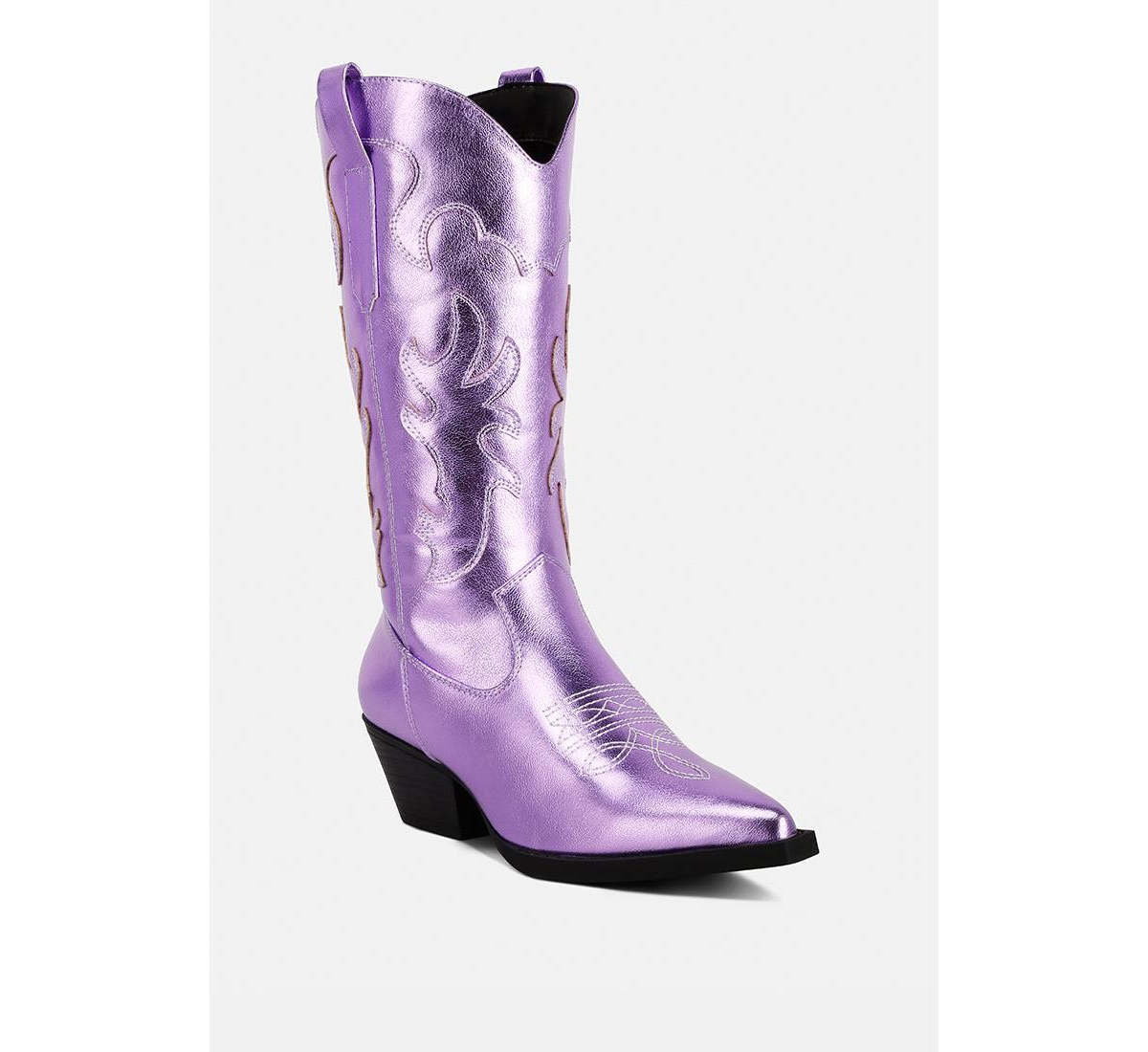 cowboy metallic faux leather cowboy boots