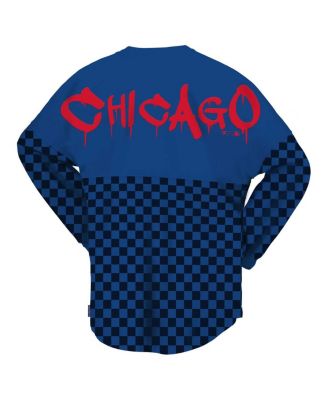 Women's Royal Chicago Cubs Checker Print Long Sleeve T-shirt