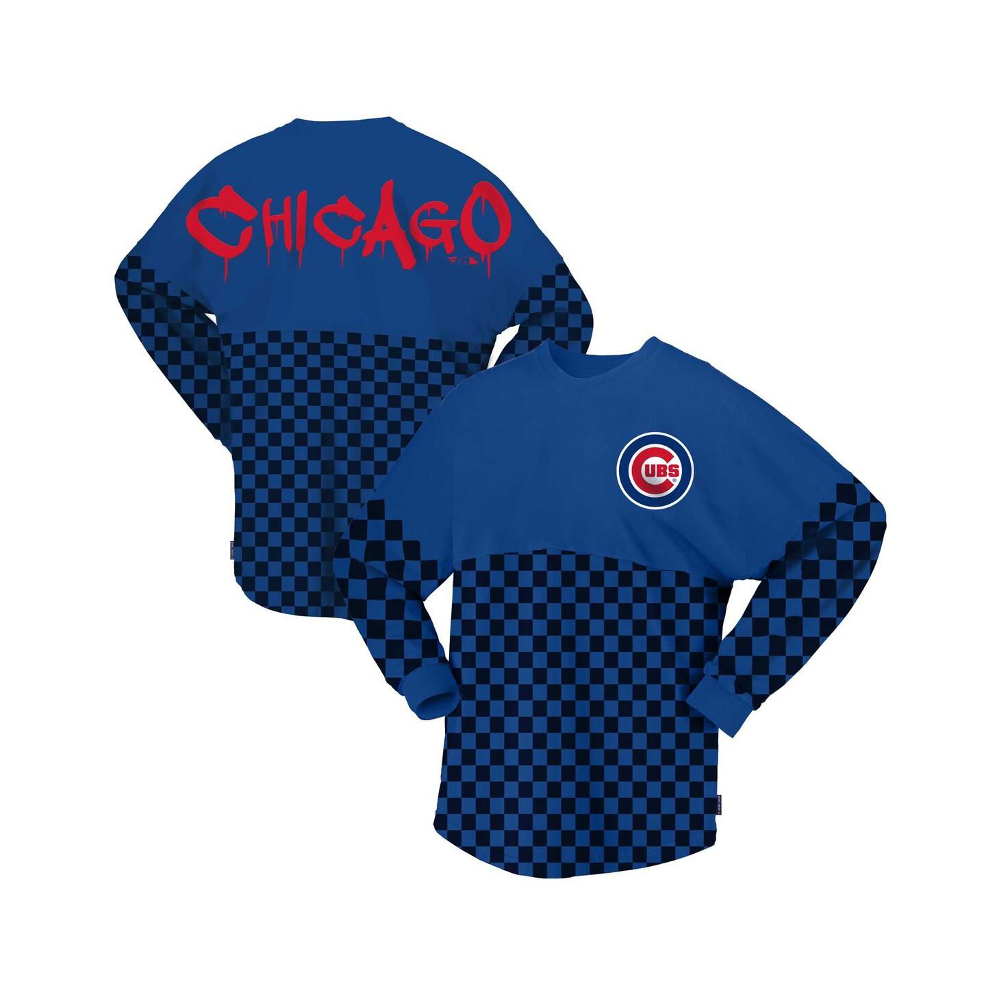 Женская футболка Fanatics Royal Chicago Cubs Checker Print Long Sleeve — фото 1