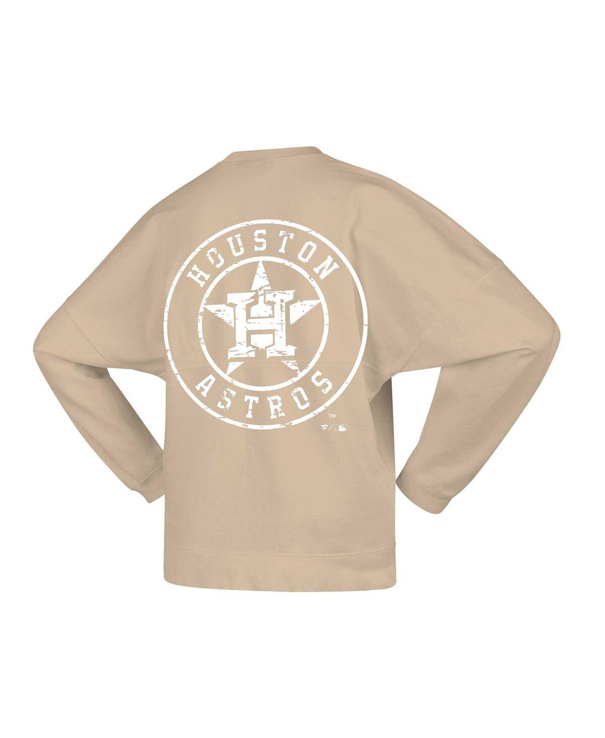 Shop Fanatics Women's  Tan Houston Astros Branded Fleece Pullover Sweatshirt