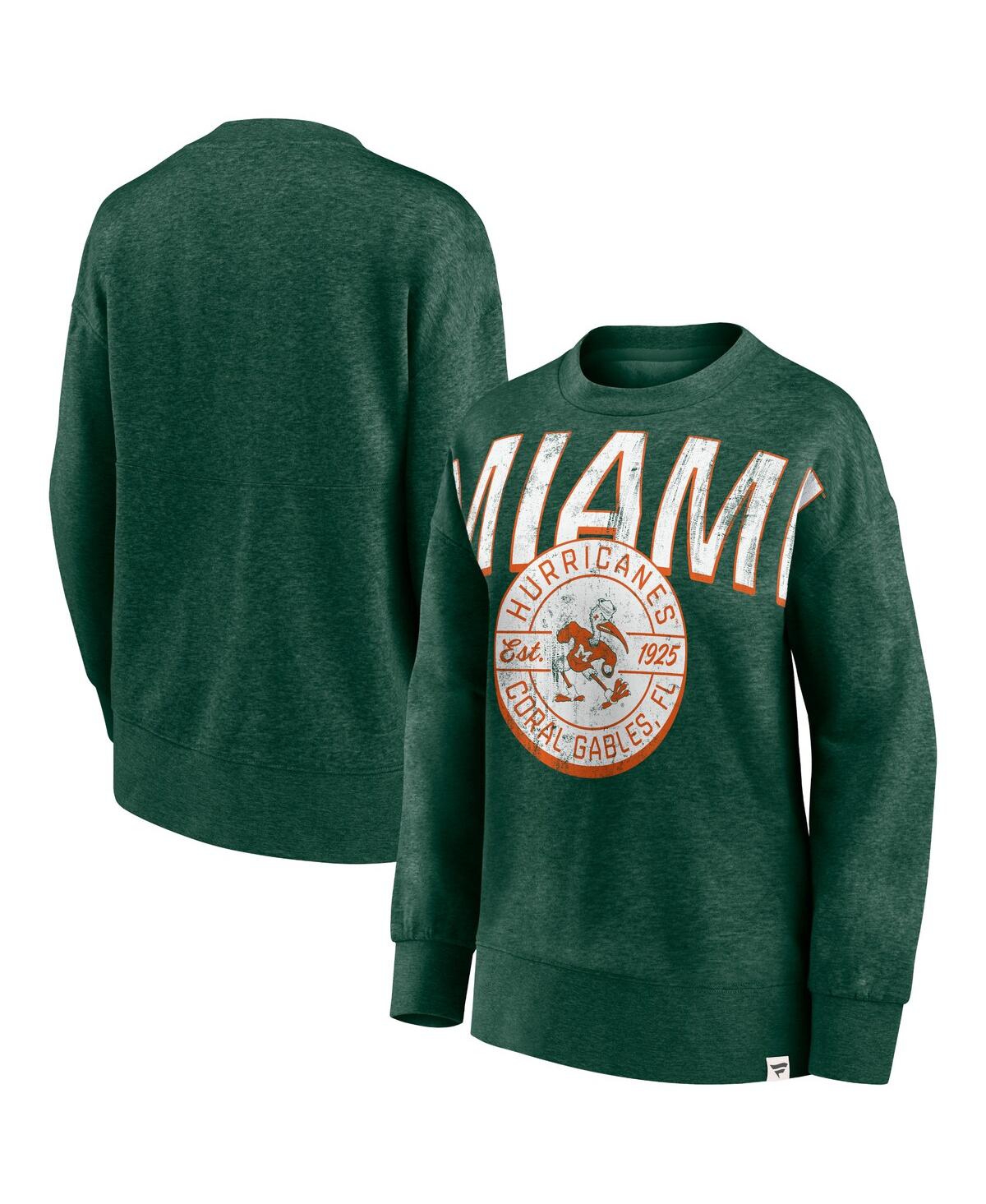 Fanatics Branded Women's Heathered Green Miami Hurricanes Jump Distribution Pullover Sweatshirt