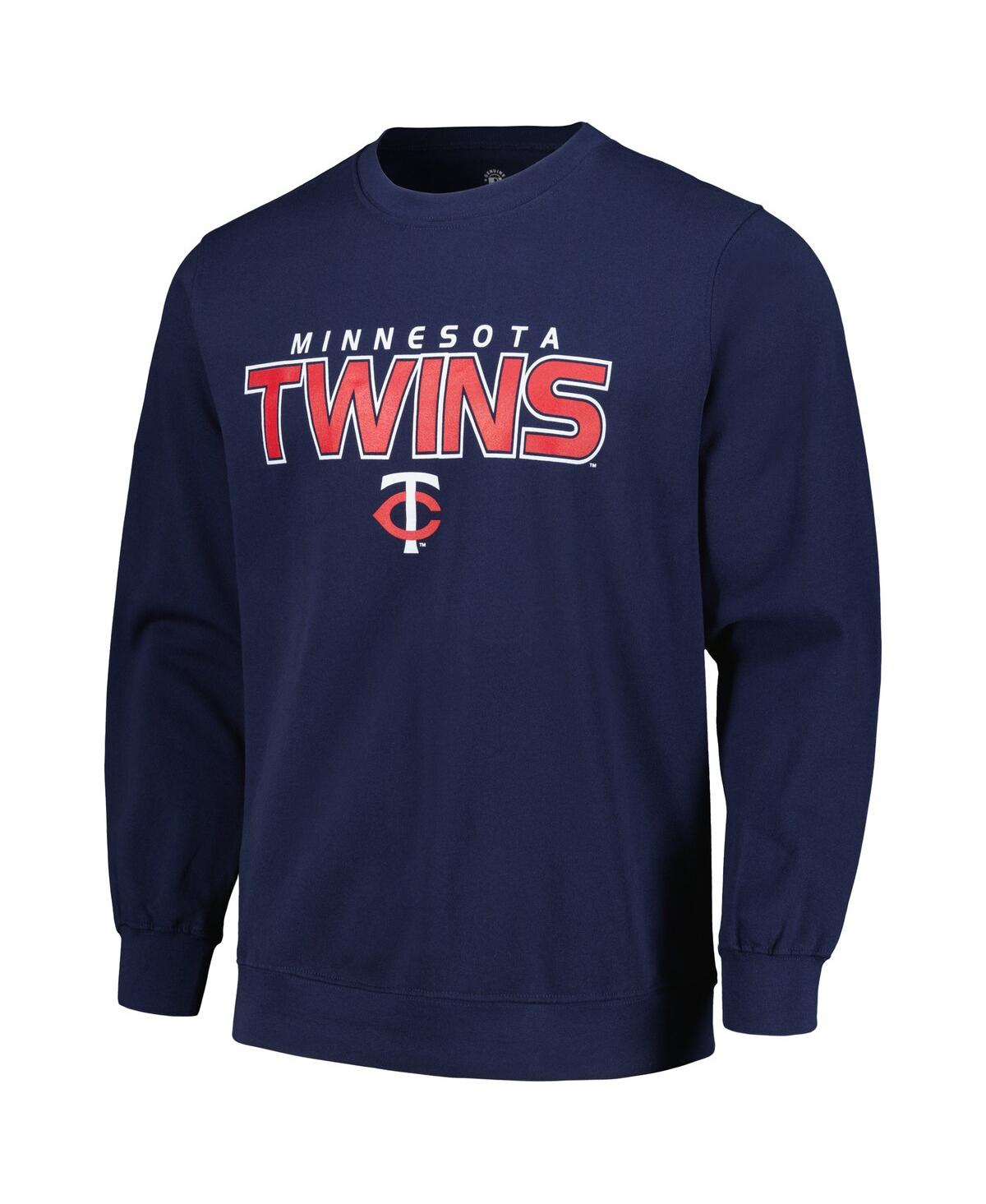 Shop Stitches Men's  Navy Minnesota Twins Pullover Sweatshirt