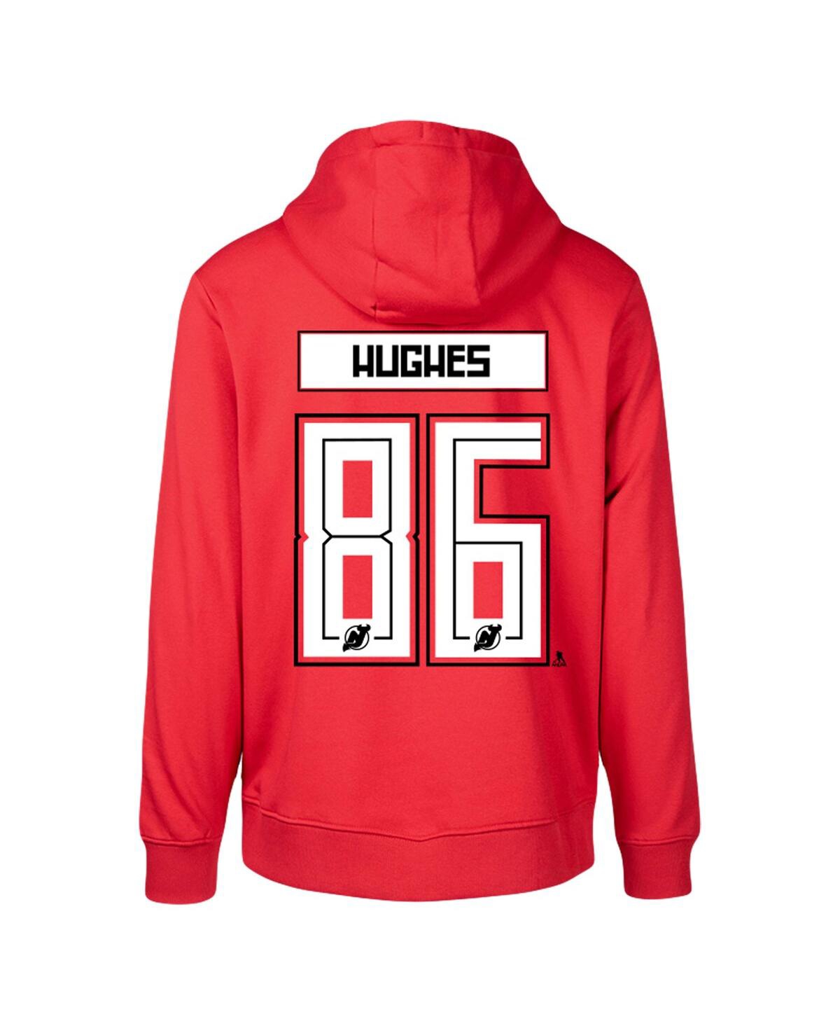 Shop Levelwear Men's  Jack Hughes Red New Jersey Devils Podium Name And Number Pullover Hoodie