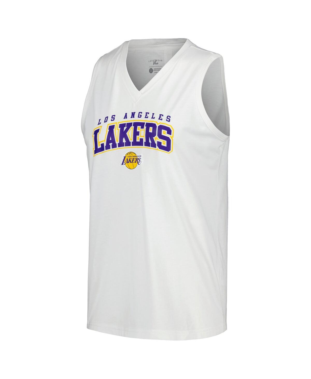 Shop Levelwear Women's  White Los Angeles Lakers Paisley Peekaboo Tank Top