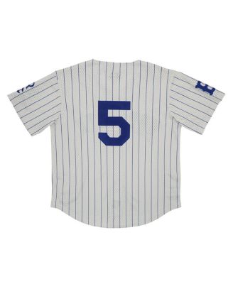 Men's #5 Cream Distressed Brooklyn Royal Giants Mesh Button-Down Replica Jersey