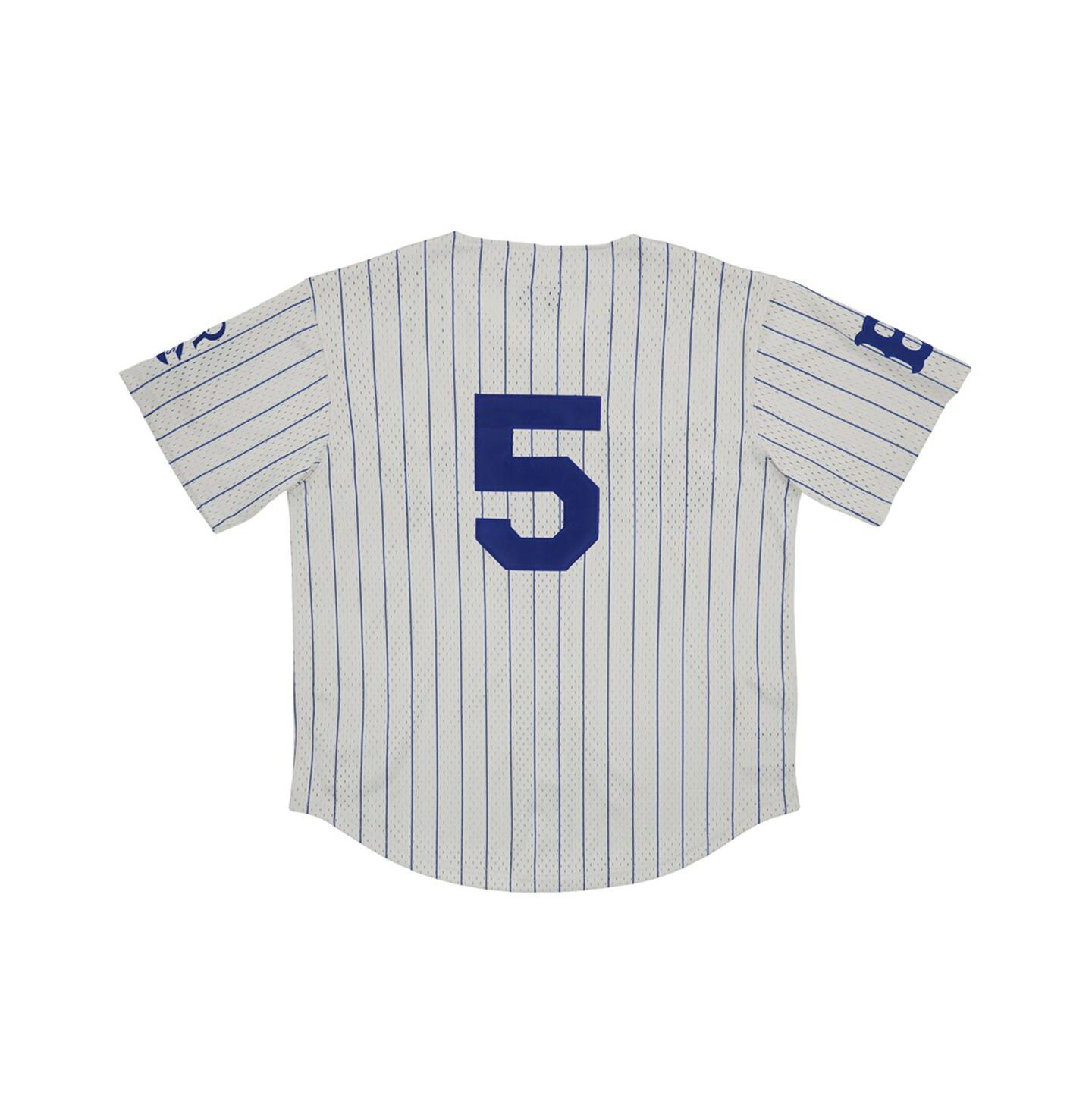 Мужской топ Rings & Crwns #5 Cream Distressed Brooklyn Royal Giants Mesh Button-Down Replica Jersey — фото 2