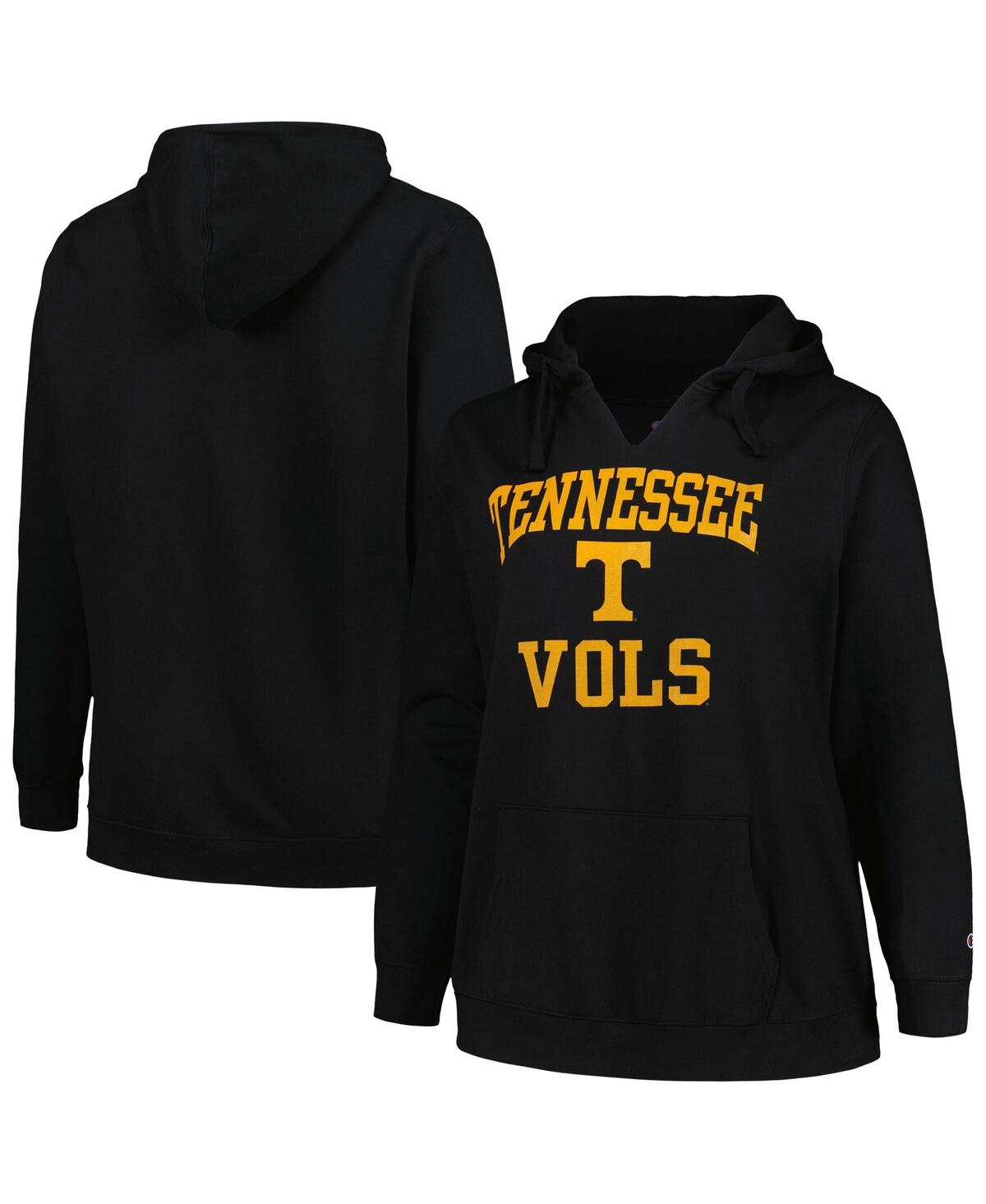 Champion Women's  Black Tennessee Volunteers Plus Size Heart & Soul Notch Neck Pullover Hoodie