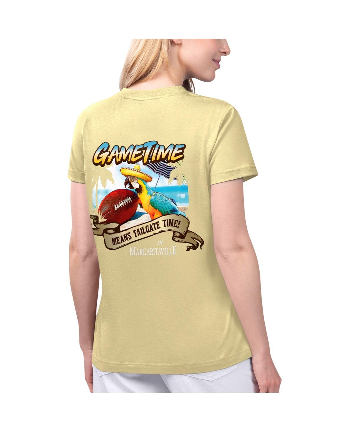 Shop Margaritaville Women's  Gold Pittsburgh Steelers Game Time V-neck T-shirt