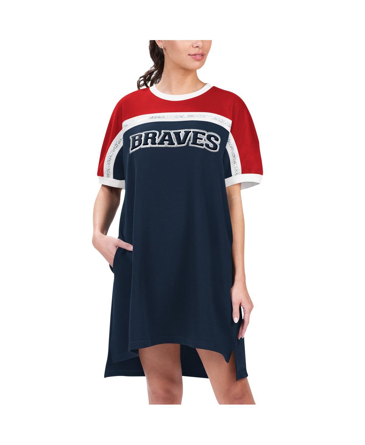 Women's G-iii 4Her by Carl Banks Navy, Red Atlanta Braves Circus Catch Sneaker Dress - Navy, Red