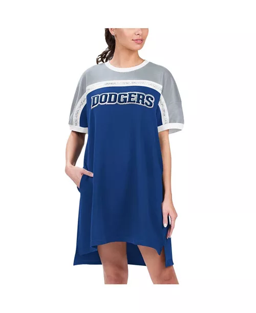 women's royal, gray los angeles dodgers circus catch sneaker dress