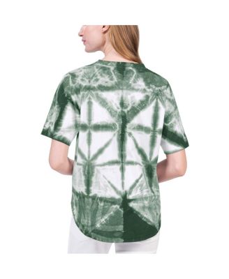 Women's Kelly Green Boston Celtics Tournament Raglan Oversized Tie-Dye V-Neck T-shirt