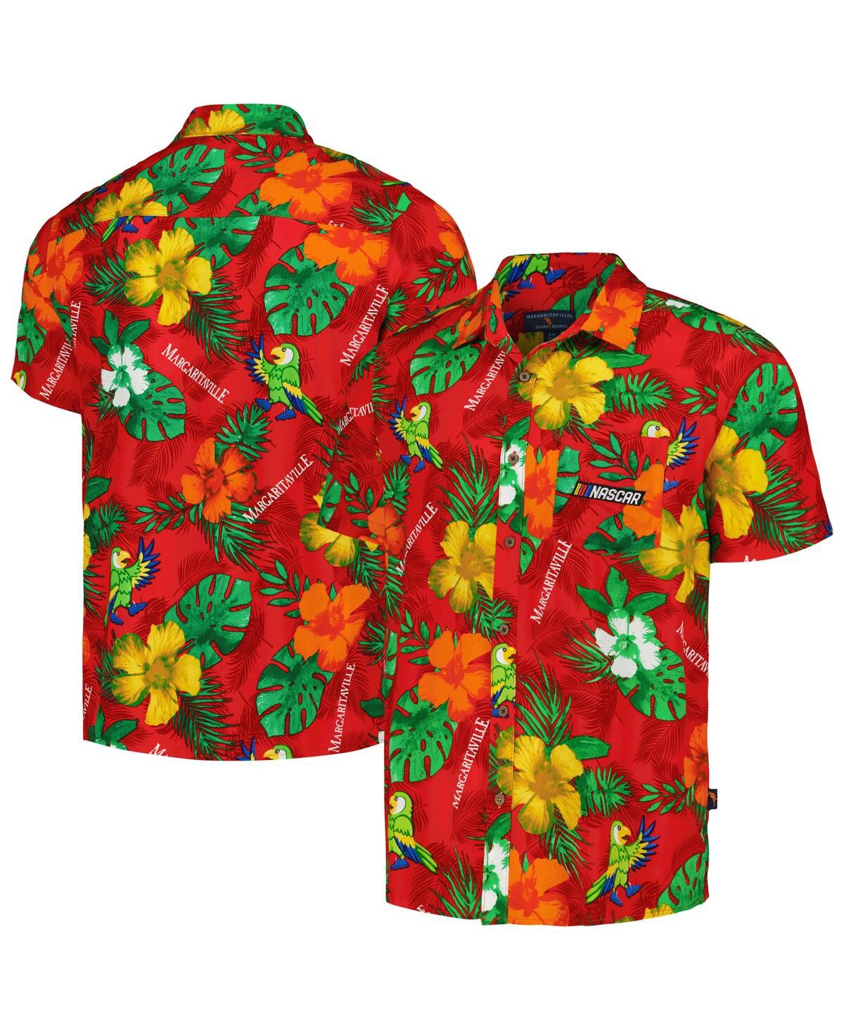 Men's Margaritaville Red Nascar Island Life Floral Party Full-Button Shirt - Red