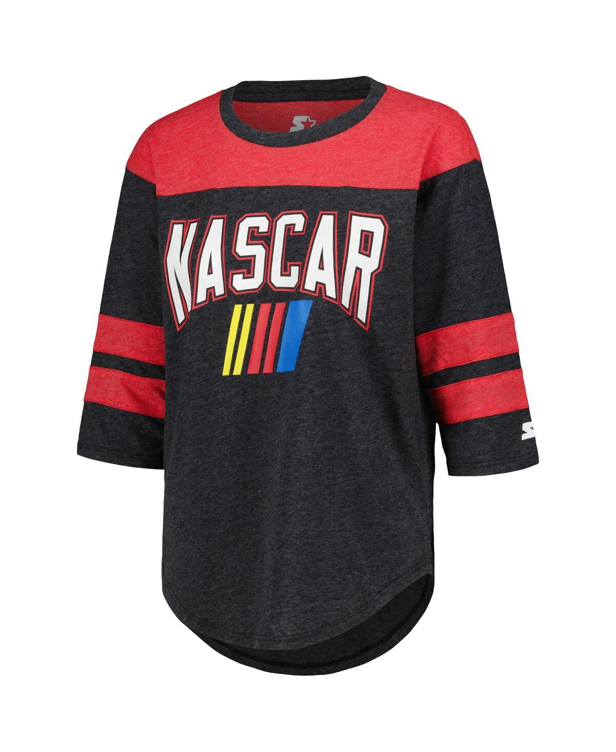 Shop Starter Women's  Black Nascar Full Back Block 3/4-sleeve Tri-blend Top