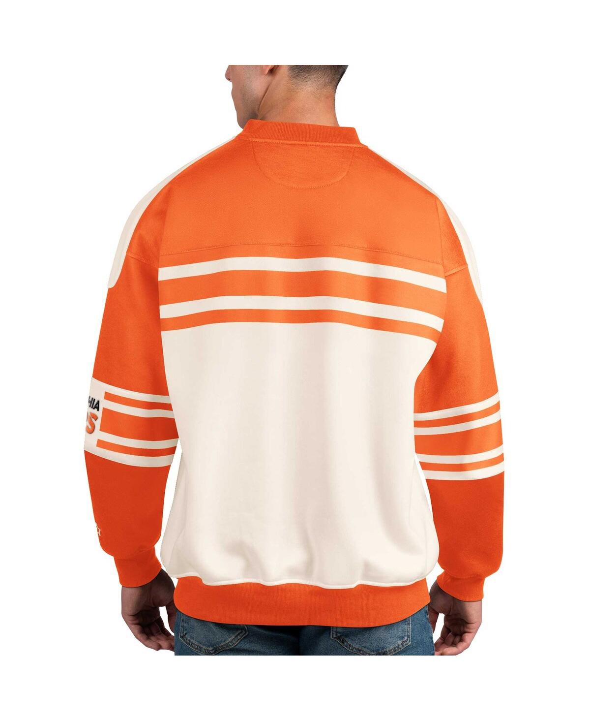 Shop Starter Men's  White Philadelphia Flyers Defense Fleece Crewneck Pullover Sweatshirt