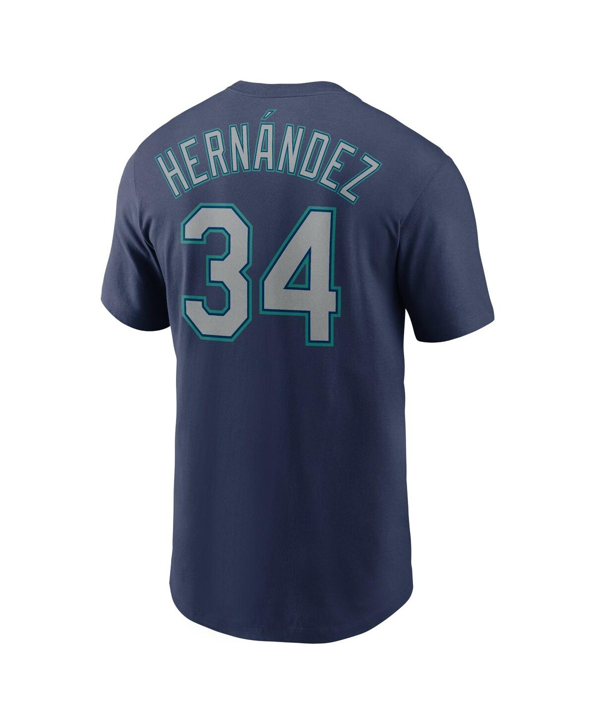 NIKE MEN'S NIKE FELIX HERNANDEZ NAVY SEATTLE MARINERS HALL OF FAME NAME AND NUMBER SLEEVE PATCH T-SHIRT 