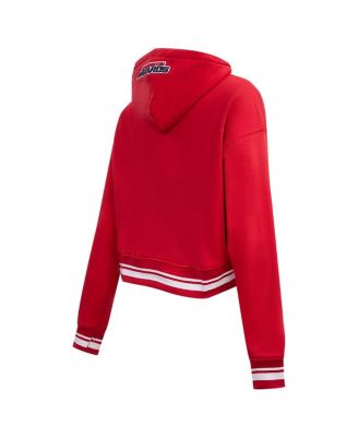 Women's Red Washington Wizards Script Tail Cropped Pullover Hoodie