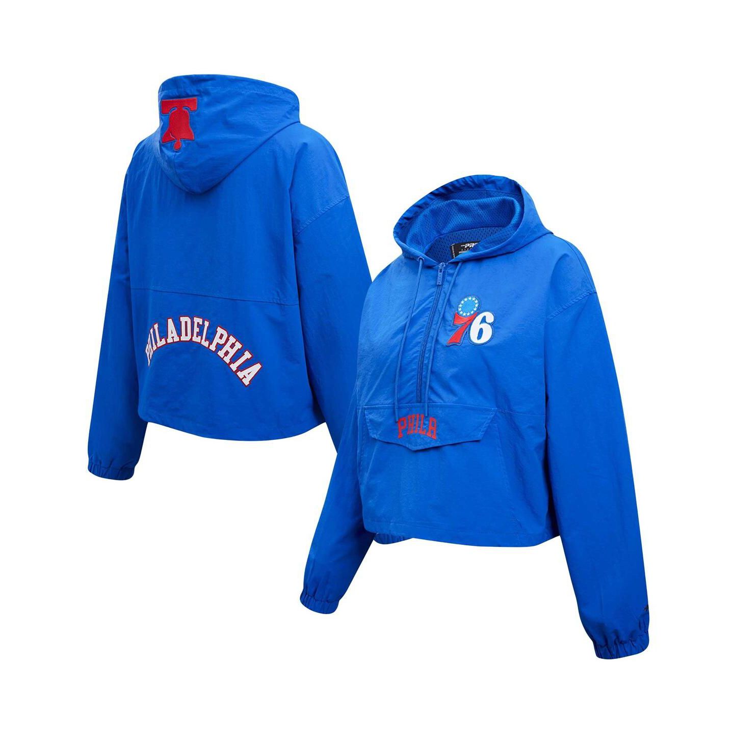 Женская куртка Pro Standard Royal Philadelphia 76ers Classic Wind Woven Cropped Half-Zip — фото 1