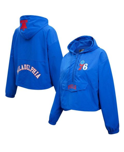 Женские куртки Pro Standard Women's Royal Philadelphia 76ers Classic Wind Woven Cropped Half-Zip Jacket