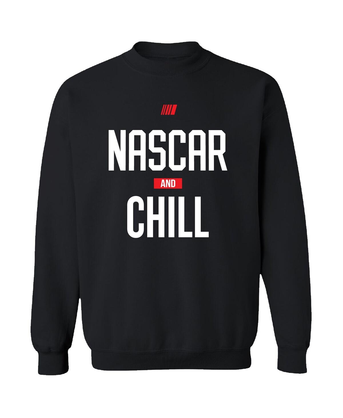 Shop Checkered Flag Sports Men's  Black Nascar And Chill Pullover Sweatshirt