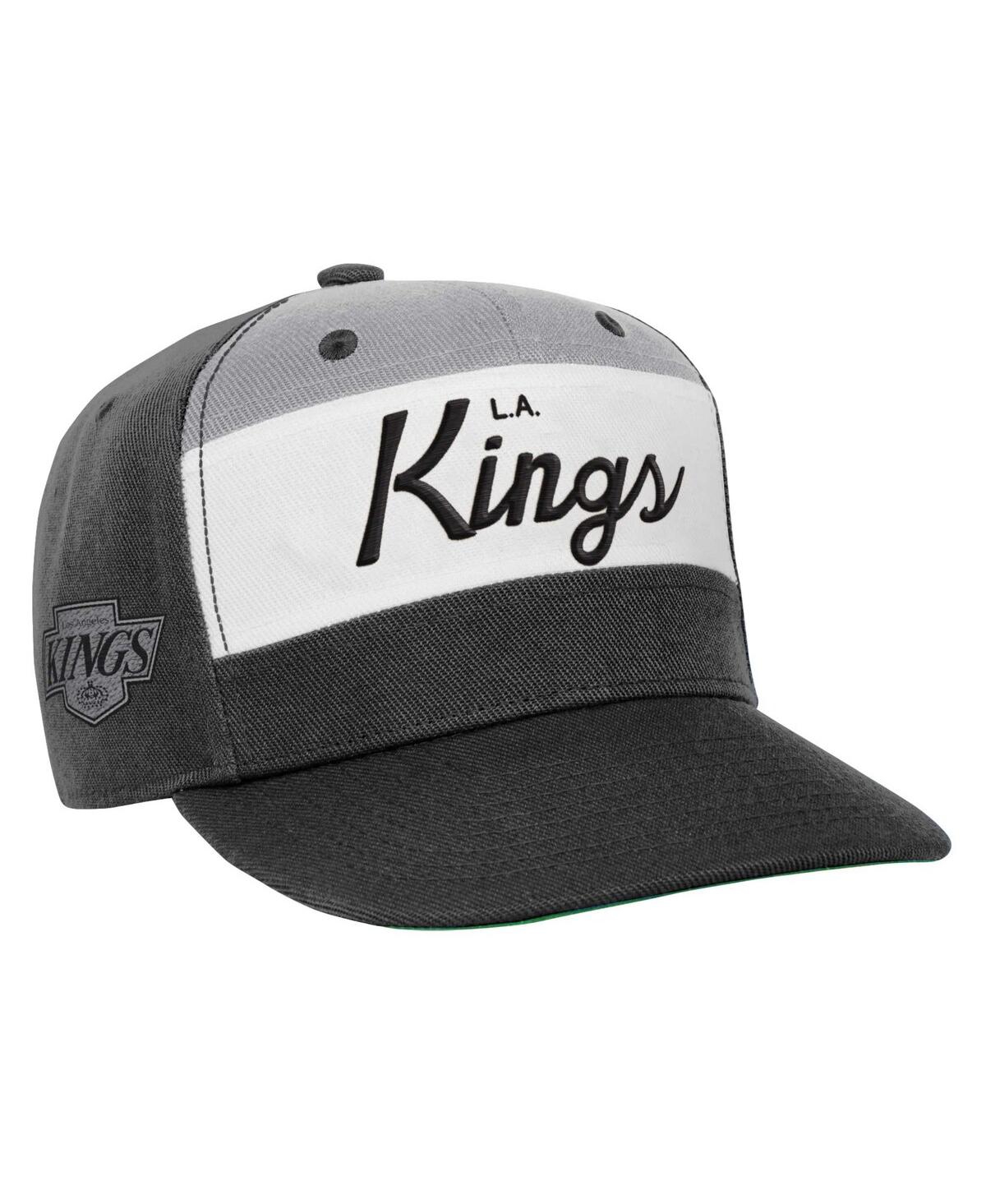 Mitchell & Ness Kids' Youth Boys And Girls  Black Los Angeles Kings Retro Script Colorblocked Adjustable Ha