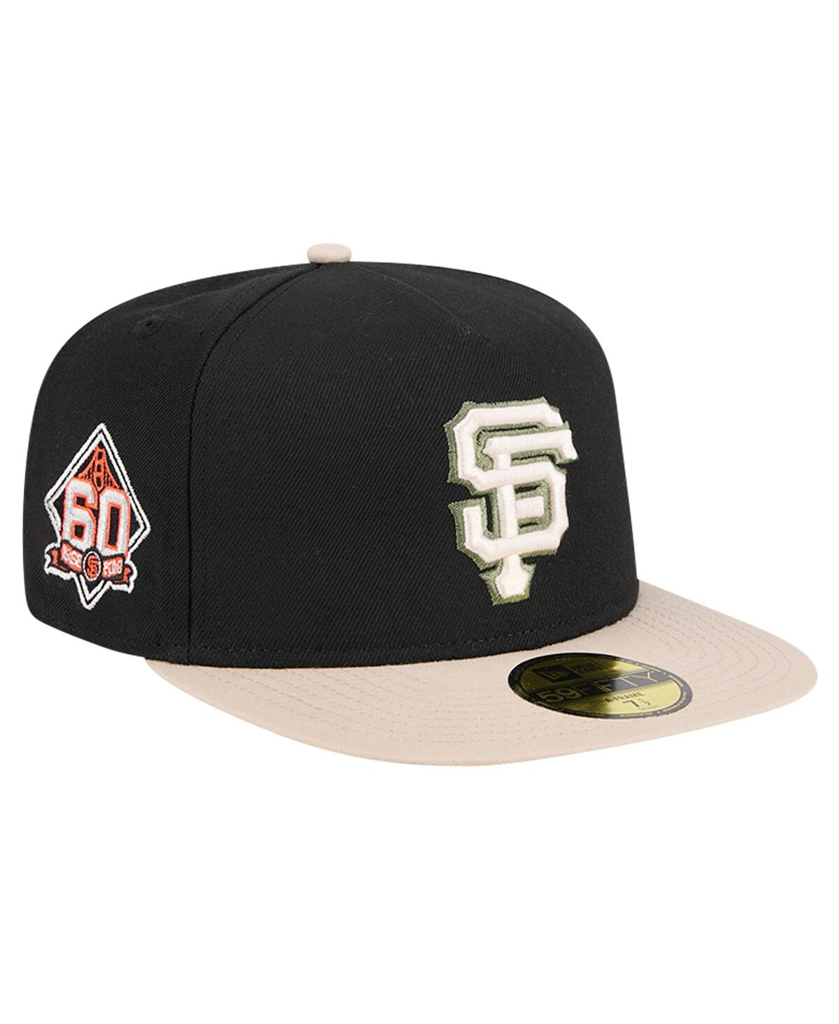NEW ERA MEN'S NEW ERA BLACK SAN FRANCISCO GIANTS CANVAS A-FRAME 59FIFTY FITTED HAT