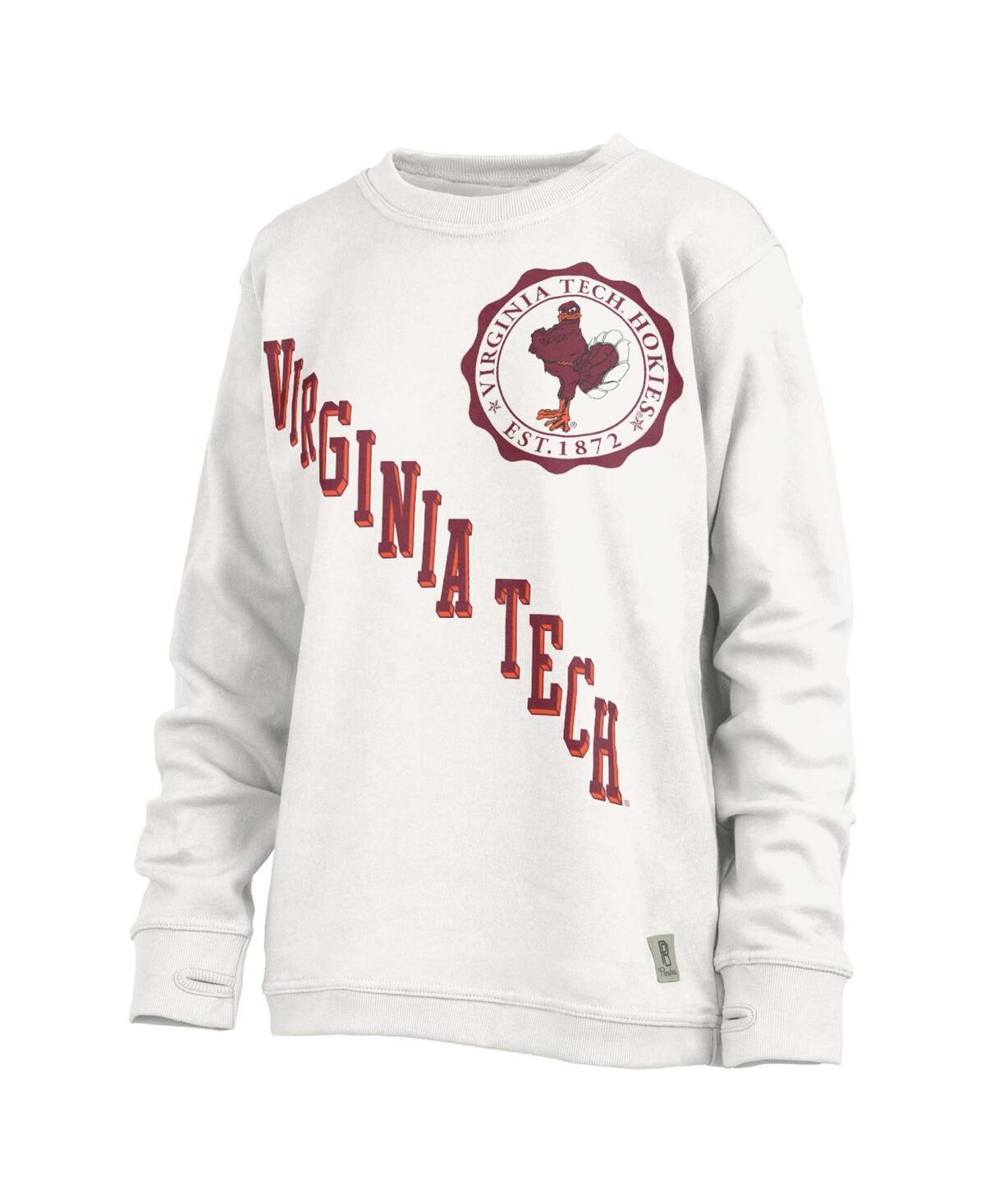 Shop Pressbox Women's  White Virginia Tech Hokies Shoreline Sundown Pullover Sweatshirt