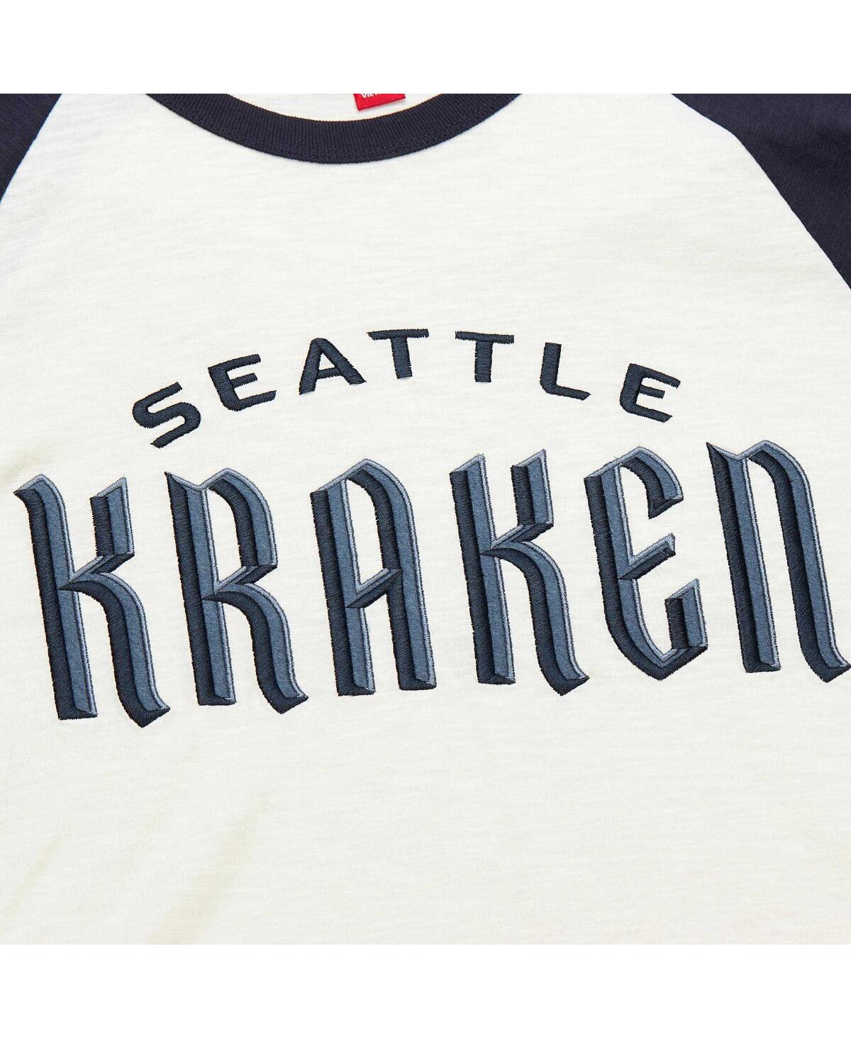 Mitchell & Ness Men's  Cream Seattle Kraken Legendary Slub Vintage-like Raglan Long Sleeve T-shirt In Cream