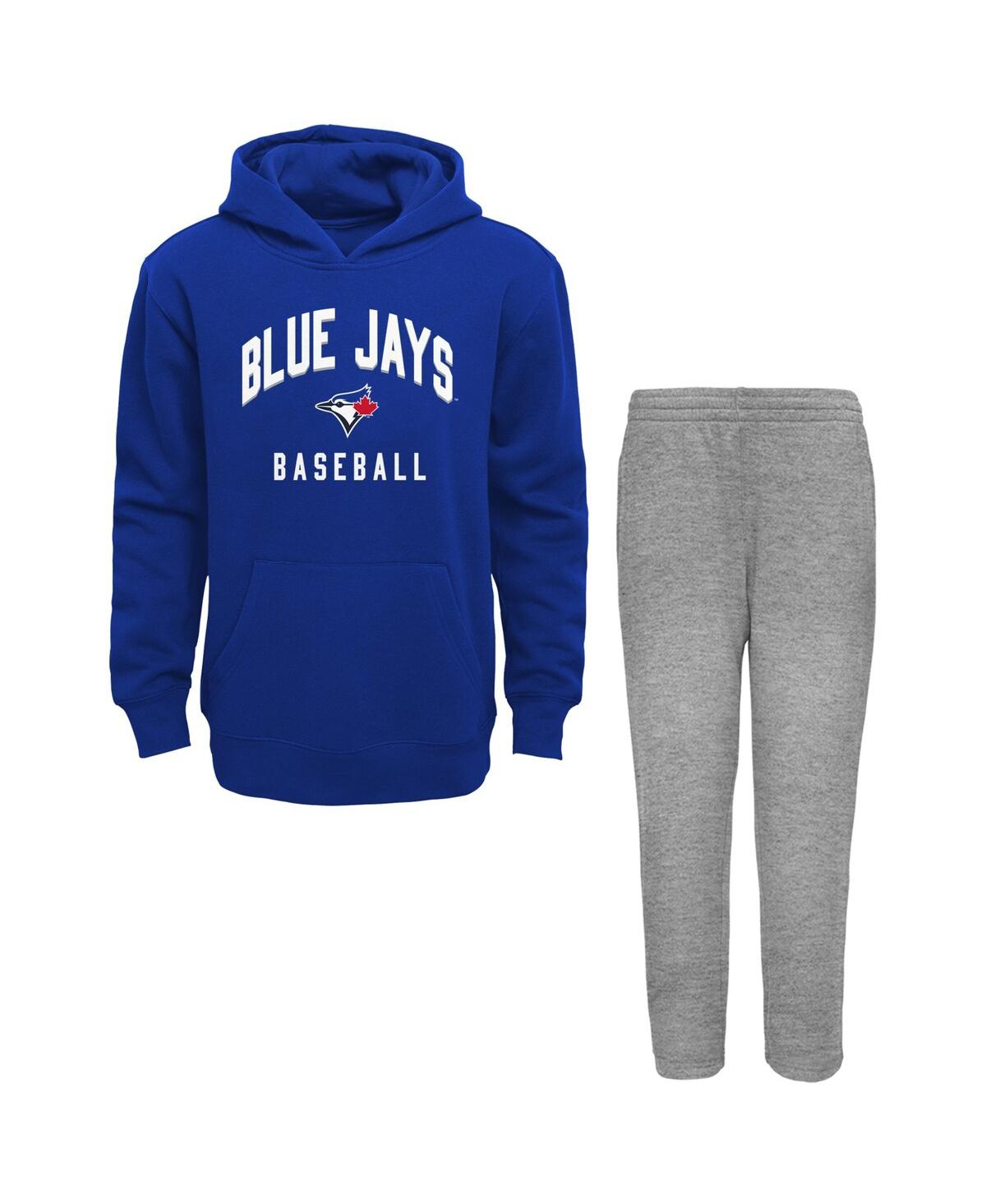 Outerstuff Babies' Toddler Boys And Girls Royal, Gray Toronto Blue Jays Play-by-play Pullover Fleece Hoodie And Pants S In Royal,gray