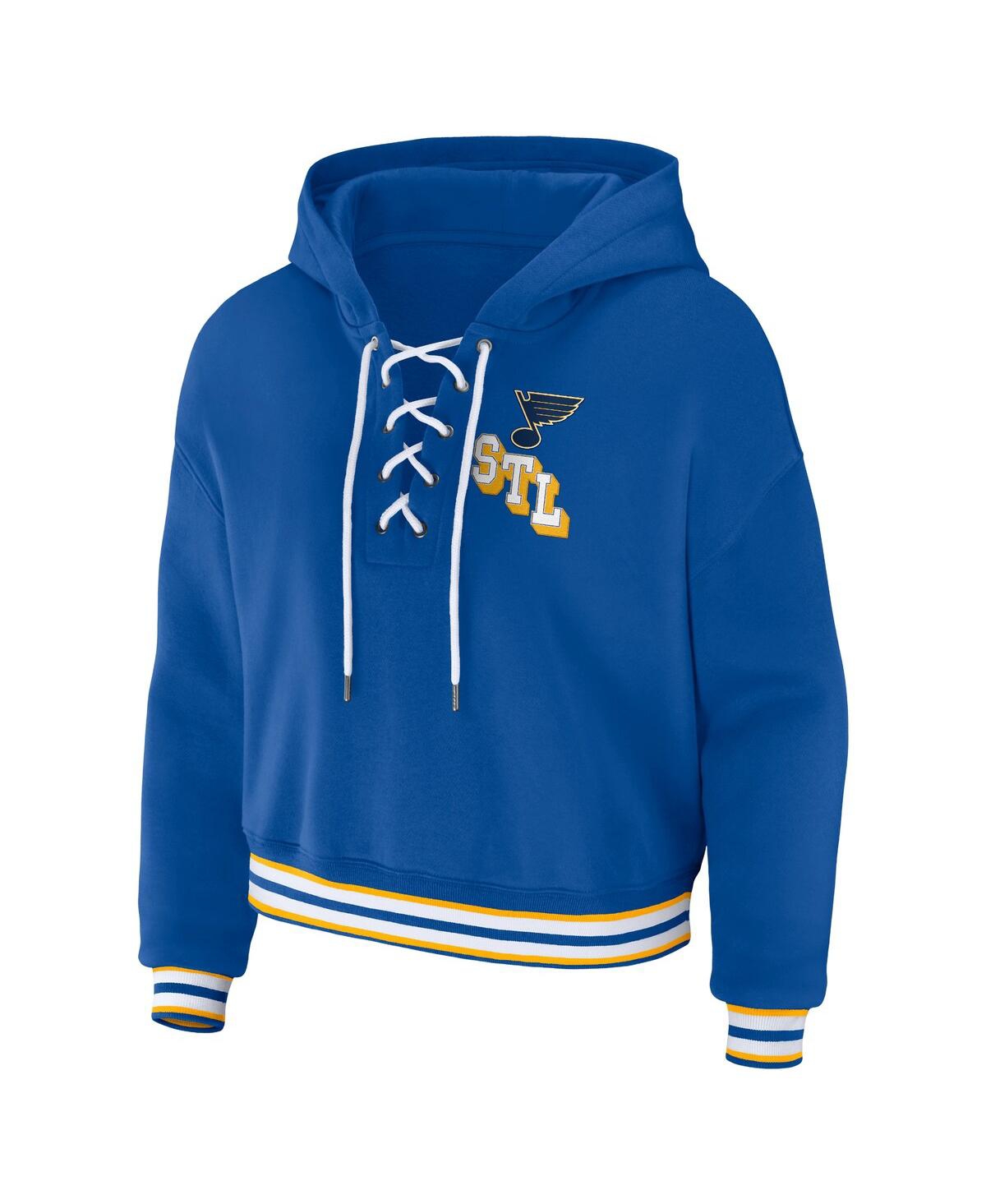 Shop Wear By Erin Andrews Women's  Blue St. Louis Blues Lace-up Pullover Hoodie