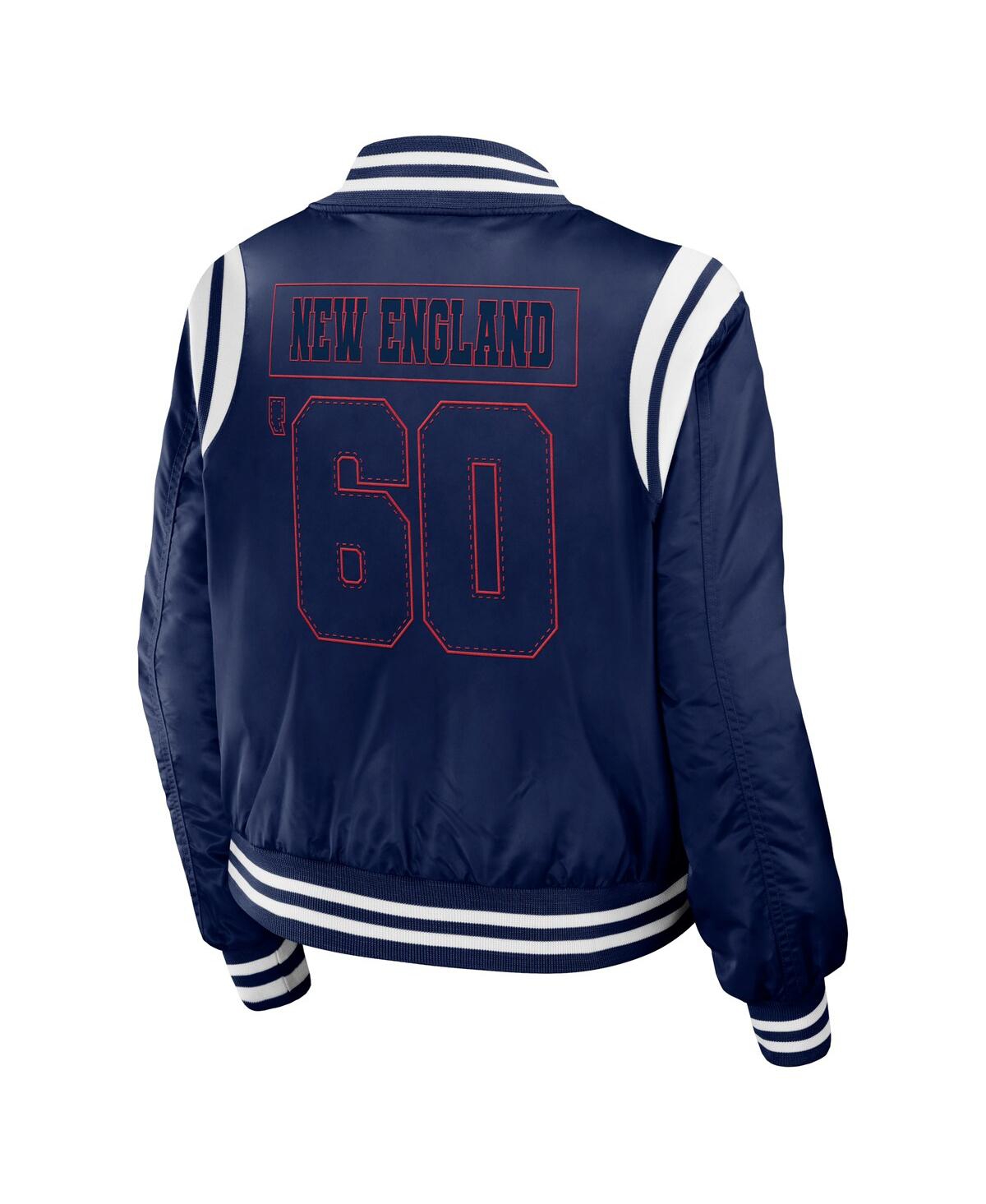 Shop Wear By Erin Andrews Women's  Navy New England Patriots Bomber Full-zip Jacket