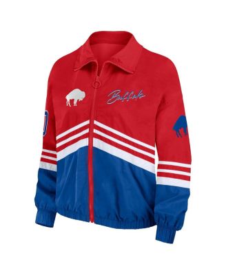 Women's Red Distressed Buffalo Bills Vintage-Like Throwback Windbreaker Full-Zip Jacket