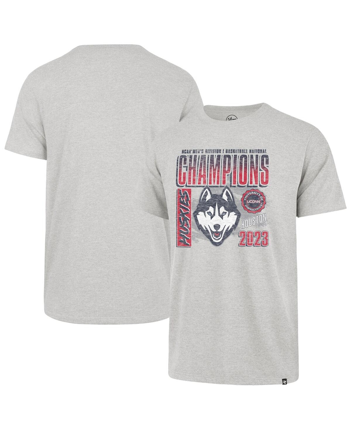 47 Brand Men's ' Gray Uconn Huskies 2023 Ncaa Men's Basketball National Champions Mascot T-shirt