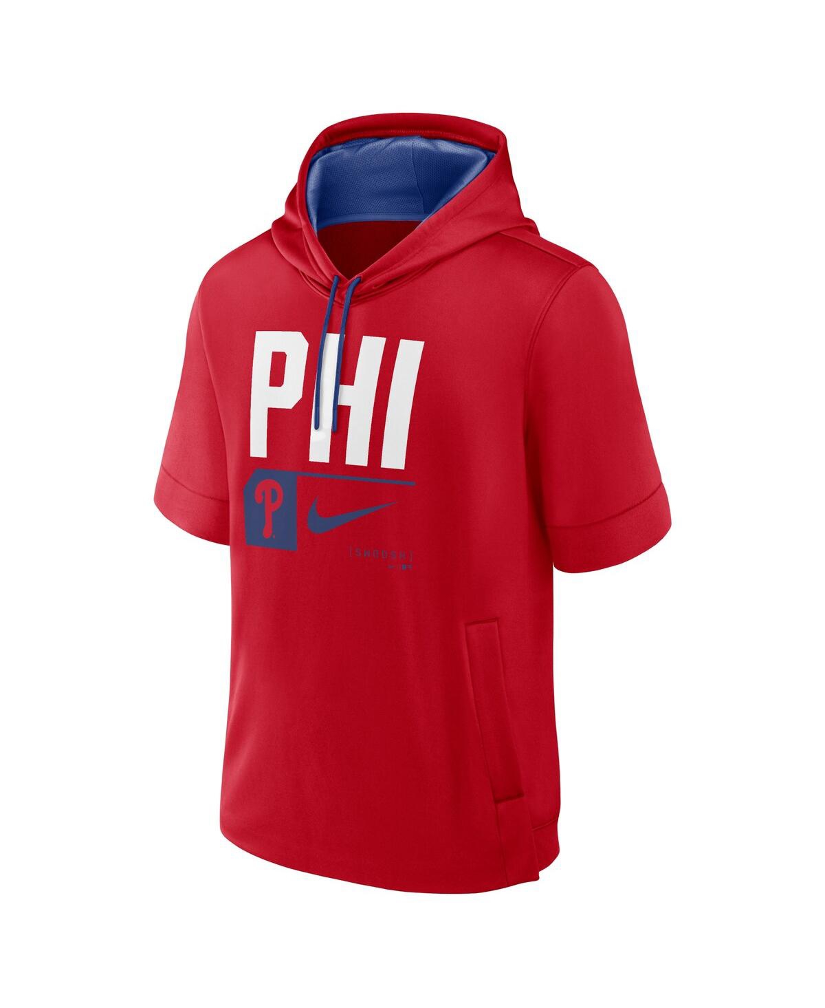 Shop Nike Men's  Red Philadelphia Phillies Tri Code Lockup Short Sleeve Pullover Hoodie