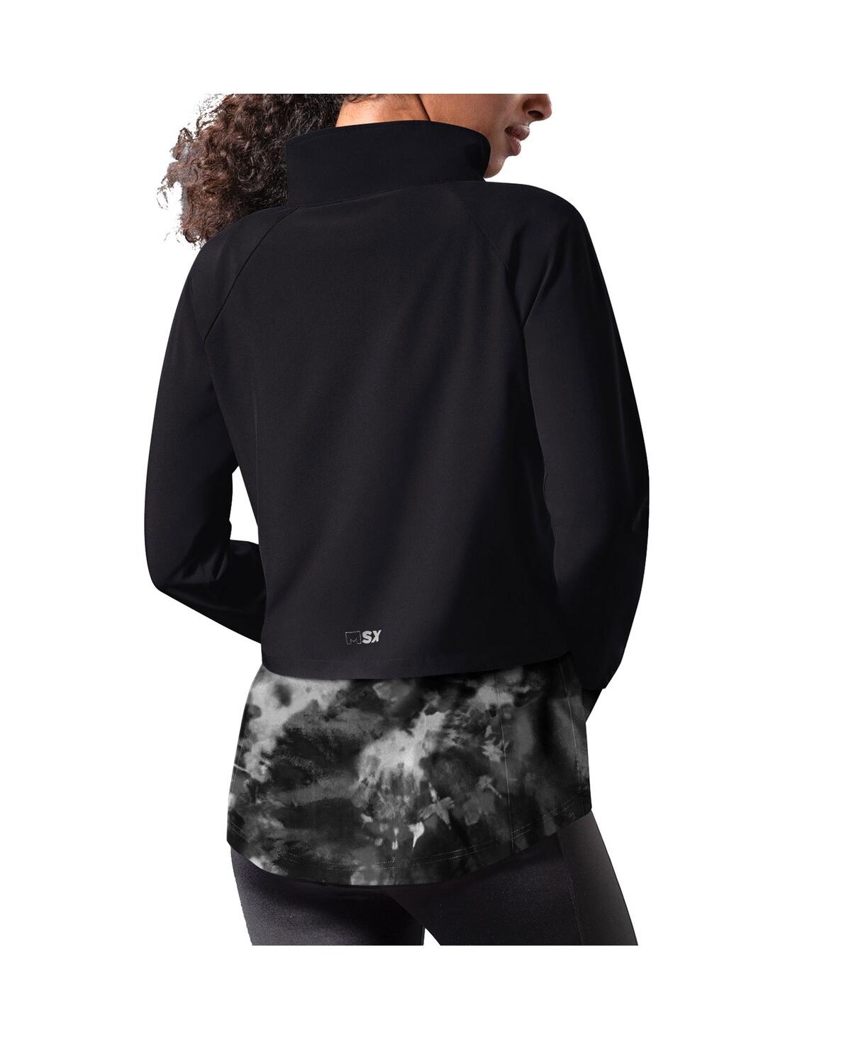 Shop Msx By Michael Strahan Women's  Black Las Vegas Raiders Grace Raglan Full-zip Running Jacket