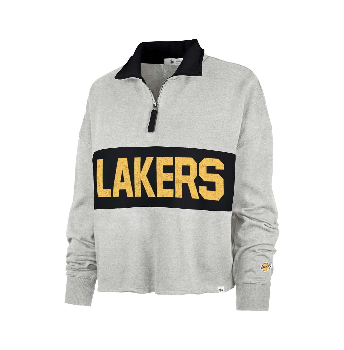 Женская куртка '47 Brand Heather Gray Distressed Los Angeles Lakers Breakthrough Remi Quarter-Zip — фото 2