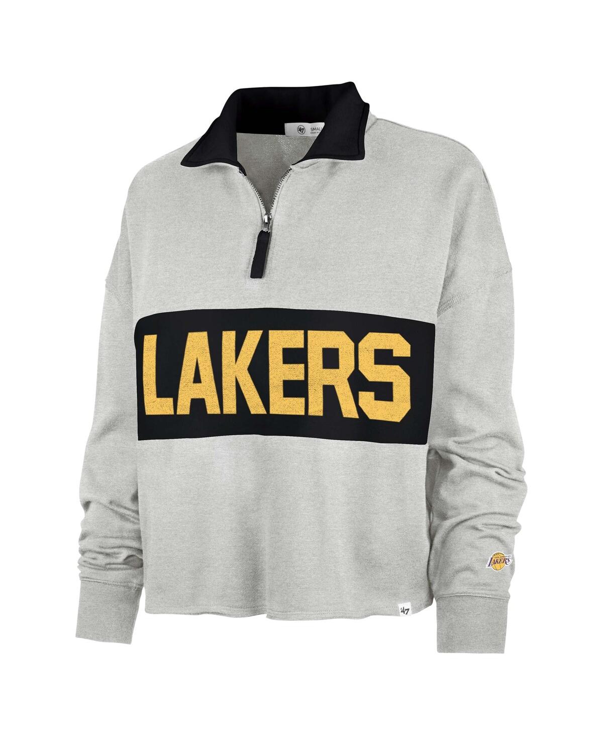 Shop 47 Brand Women's ' Heather Gray Distressed Los Angeles Lakers Breakthrough Remi Quarter-zip Jacket