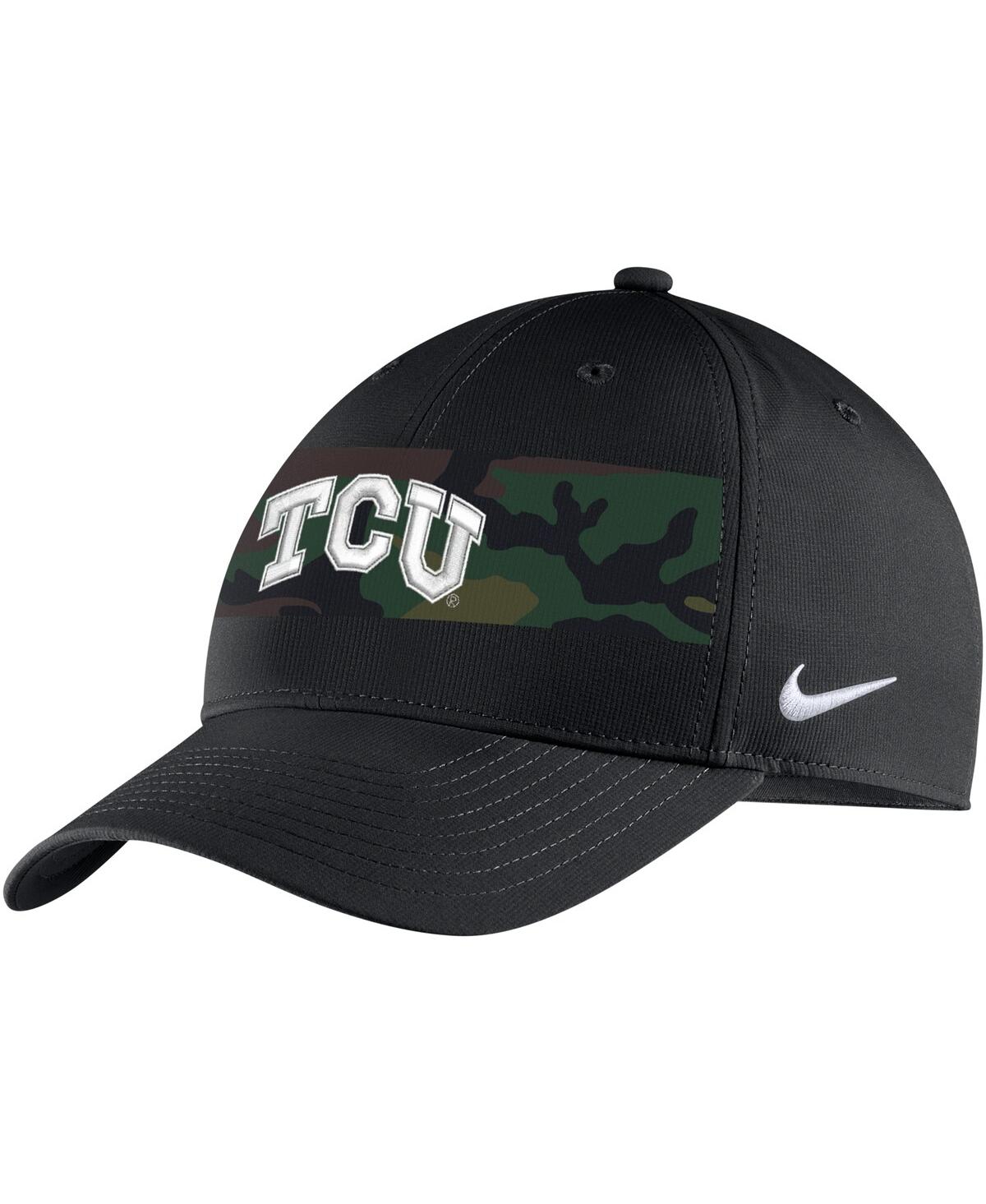 Shop Nike Men's  Black Tcu Horned Frogs Military-inspired Pack Camo Legacy91 Adjustable Hat