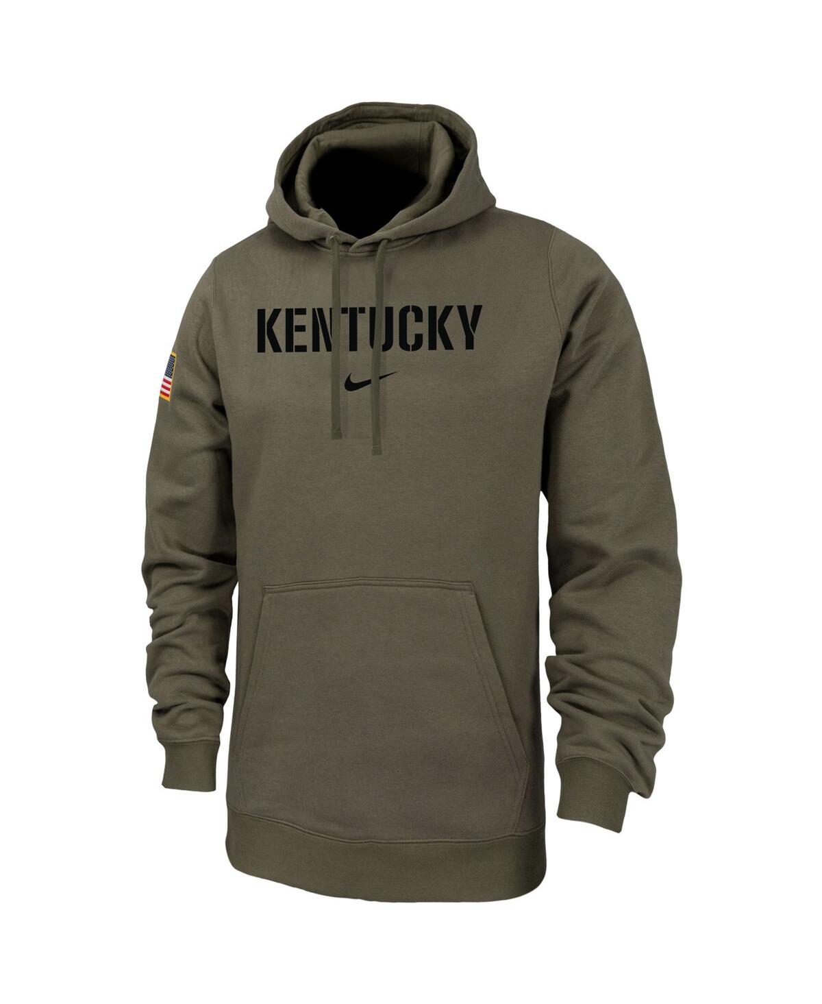 Men's NikeKentucky Wildcats Military-Inspired Pack Club Fleece Pullover Hoodie - Olive